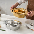 Korean stainless steel oval ramen basin steamed vegetable basin commercial baked rice bowl fried chicken plate flats salad bowl side dish bowl