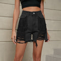 european and american women's clothing  cross-border trade independent website  new personalized tassel washed denim shorts