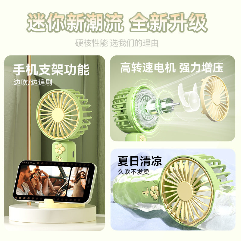 Mini handheld fan usb rechargeable outdoor mini portable student handheld portable desktop silent small fan