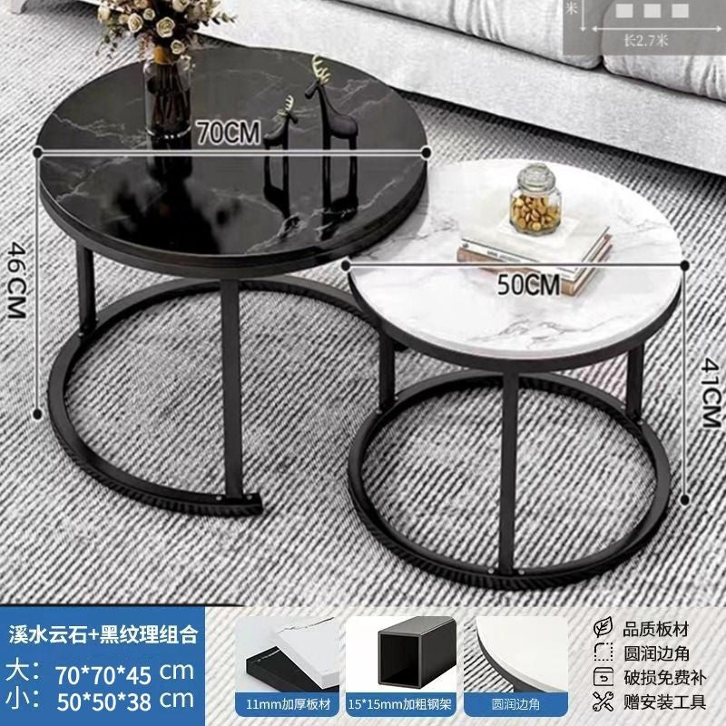 Coffee table living room home round table small apartment light luxury minimalist sofa tea table modern 2025 new balcony table