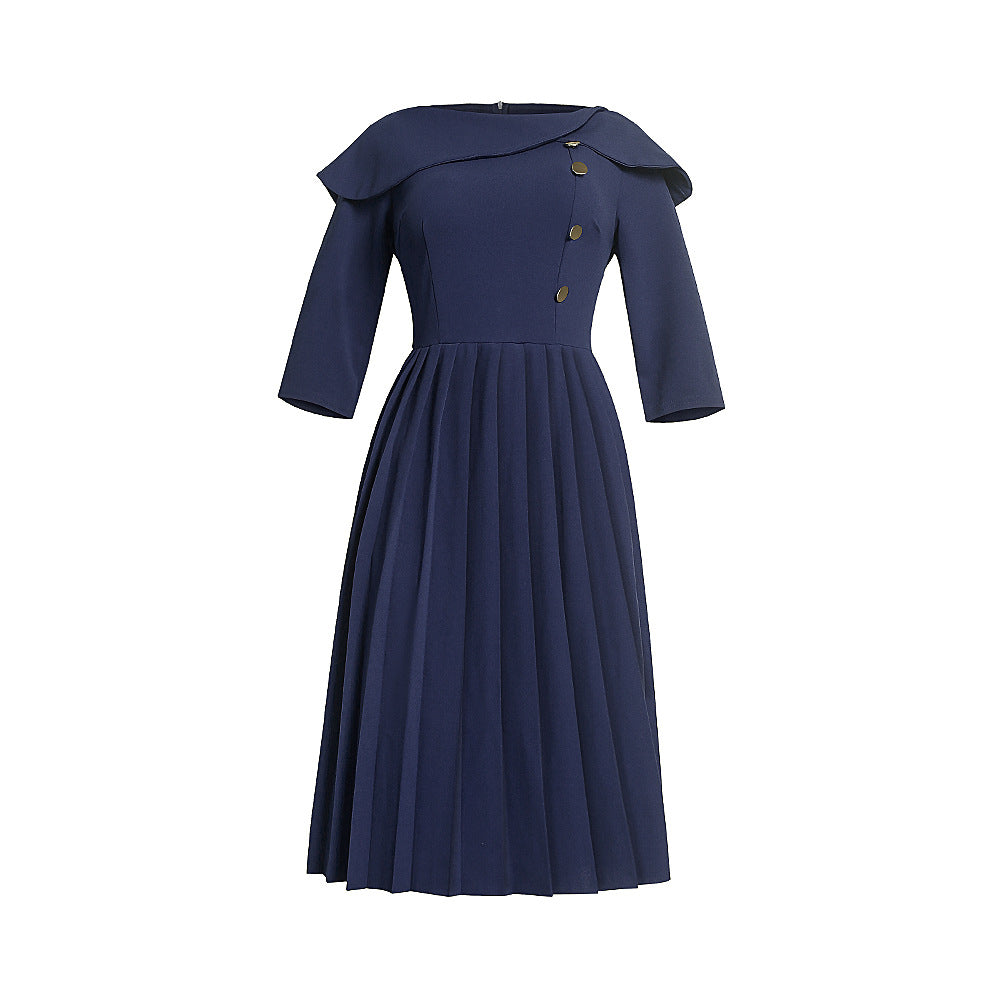 European and american independent station women's clothing   work clothing style pleated skirt waist slimming lookplus size african dress
