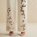 Off-white hollow-out embroidered wide-leg jeans - women's high-waisted slimming straight-leg denim pants - premium quality for cross-border e-commerce