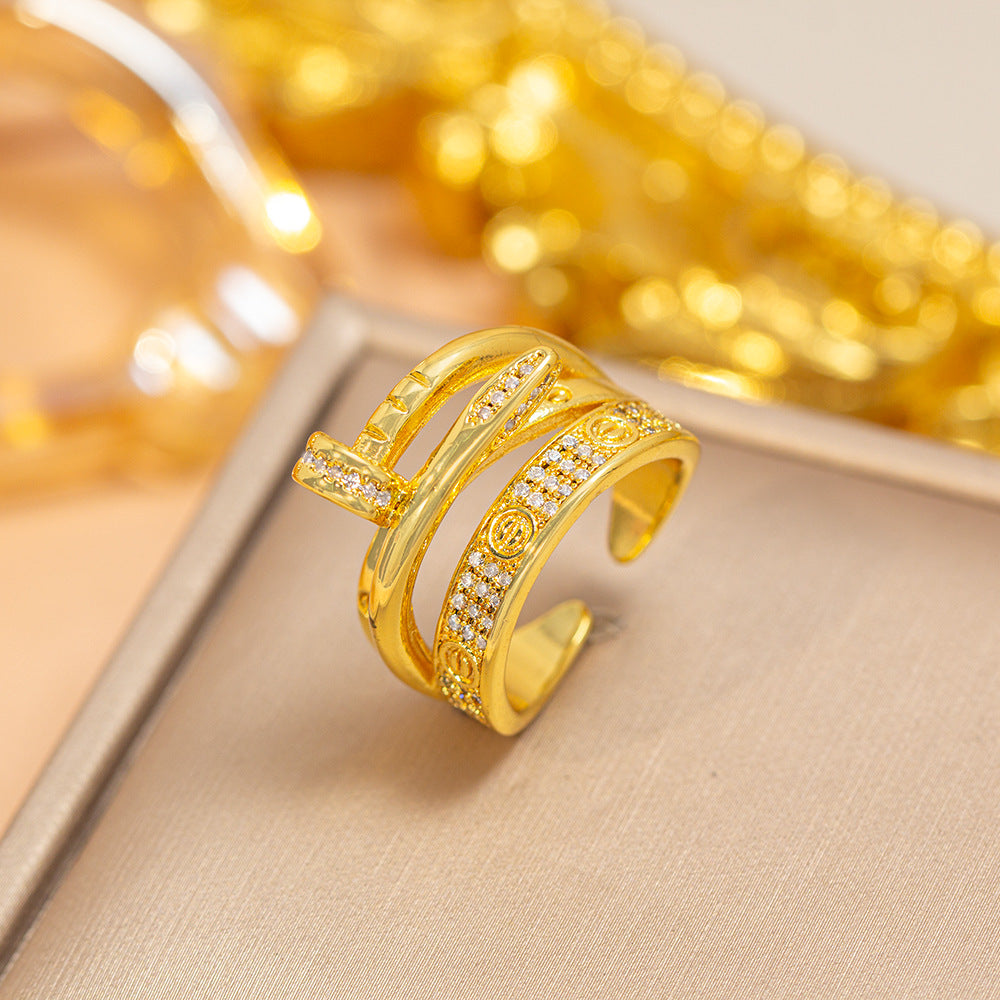 hot-selling design, full of diamonds, inlaid with zircons, exquisite women's openable adjustable rings, popular fashion accessories