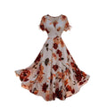 European and american cross-border  women's v-neck drawstring midi dress - summer print beach vacation travel maxi skirt