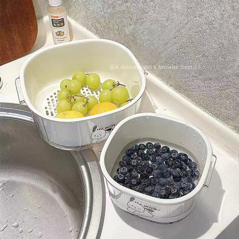 Double-layer new arrival drain vegetable basket fruit plate fruit living room plastic vegetable basket basket for home kitchen thickened