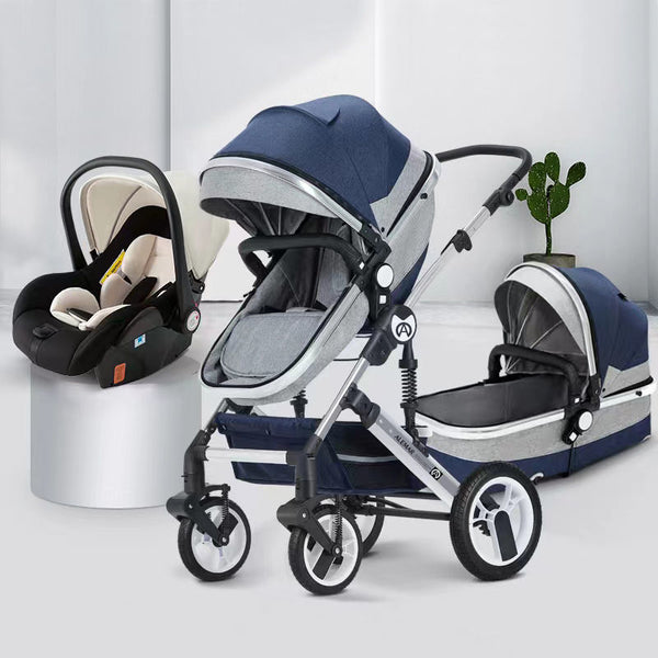 Alemar High View Stroller Sit and lie down Two-way baby basket Three-in-one newborn stroller