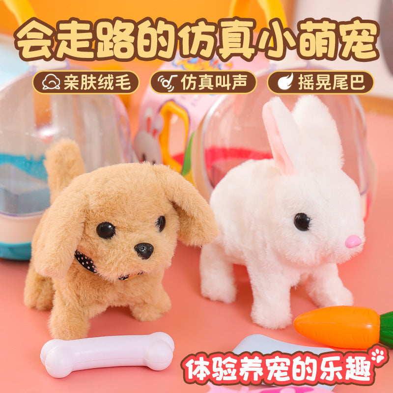 New plush toy electric bunny realistic puppy - walks, barks, nods, wags tail - wholesale for kids' toys