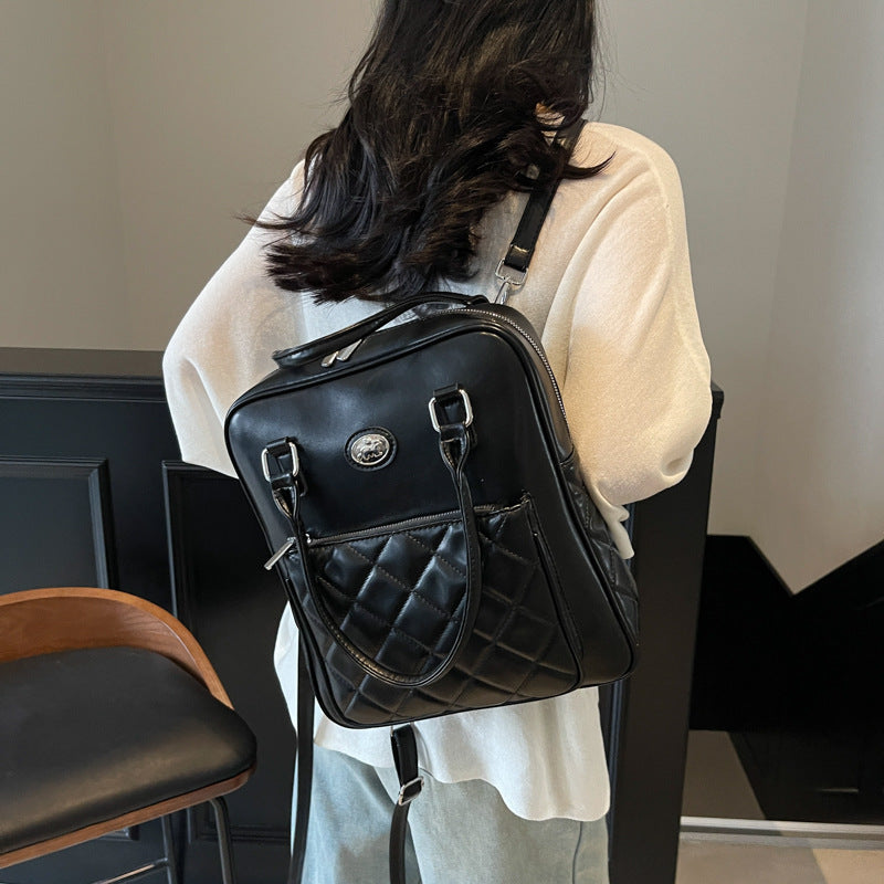 Cross-border direct sales casual backpack 2025 new fashion Korean version pu student bag portable shoulder messenger bag