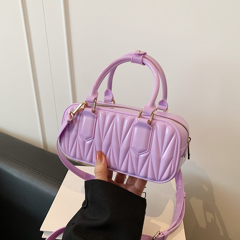 Foreign trade niche design bag women's 2025 new summer messenger bag casual portable jelly rhombus pillow bag