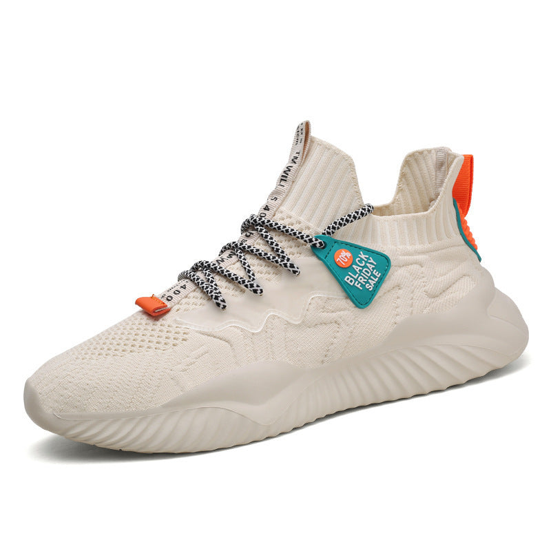 Spring breathable flyknit athletic dad shoes - versatile men's anti-odor mesh casual running sneakers - trendy yeezy style