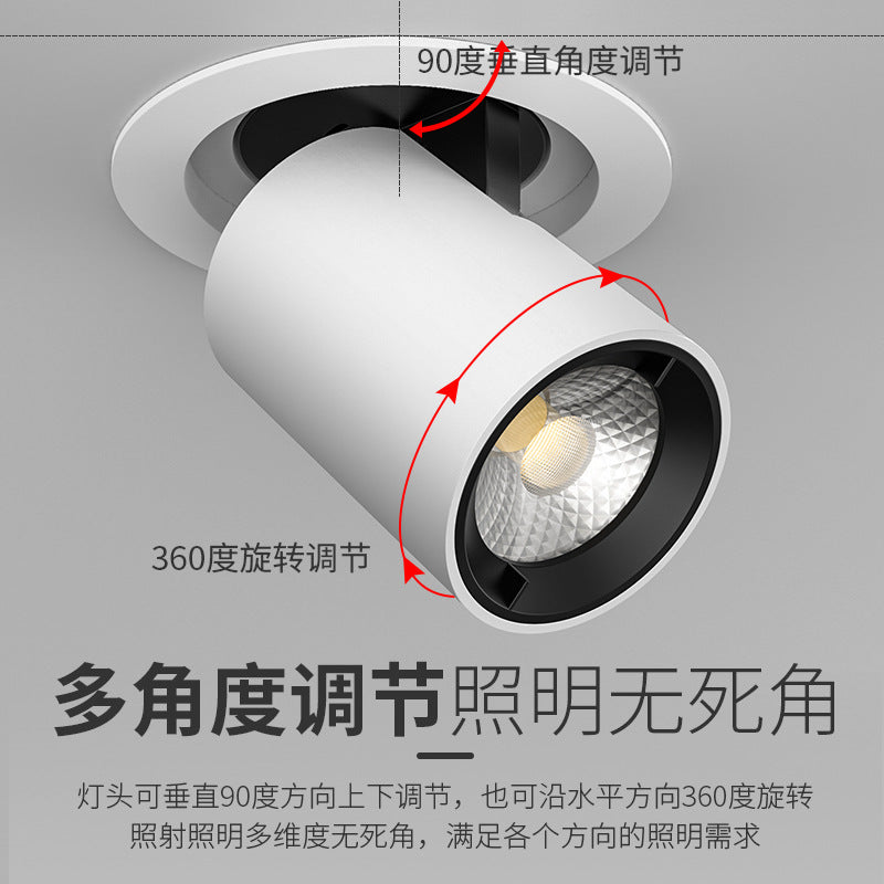 Stretchable led spotlight embedded cob adjustable angle for home living room entrance shop photo elephant trunk telescopic light
