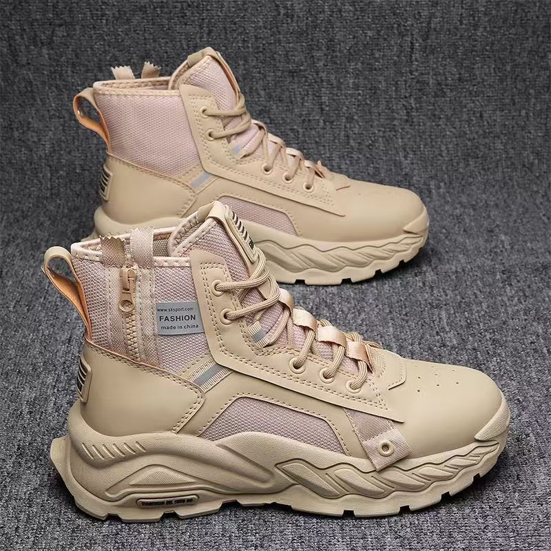 Boots men's shoes spring high-top british style retroworkwear boots thick solewaterproof outdoor hiking desert combat boots