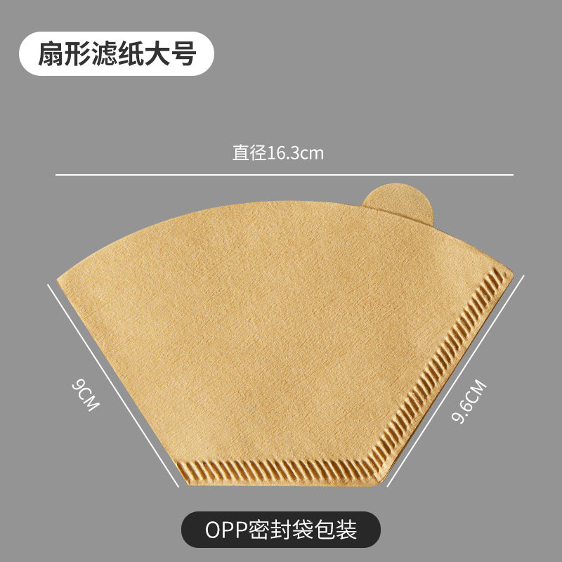Raw wood pulp hand brew coffee filter paper, fan-shaped conical v60 filter paper, unbleached filter paper for 1-4 people