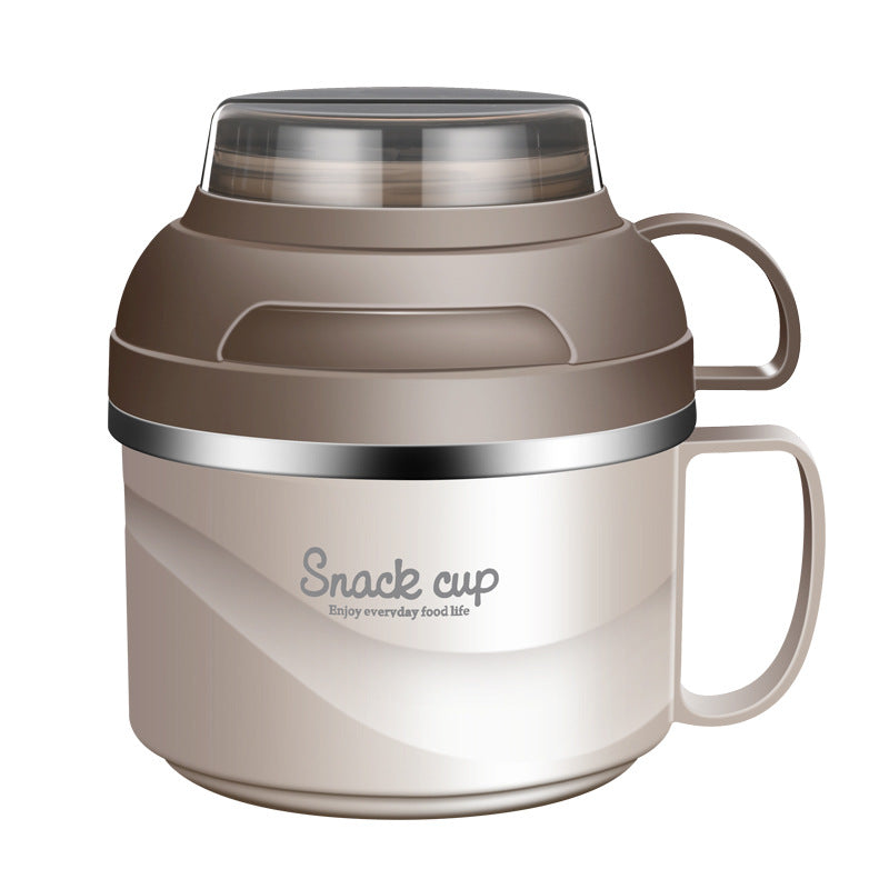 Dormitory Instant Noodle Bowl with Lid Double Layer Large Capacity Lunch Box Portable Meal Fast Food Cup 304 Stainless Steel Bento Box