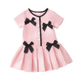 Kids clothing cross-border exportfall and winternew arrivalkids pink short-sleeved dress baby children's clothing