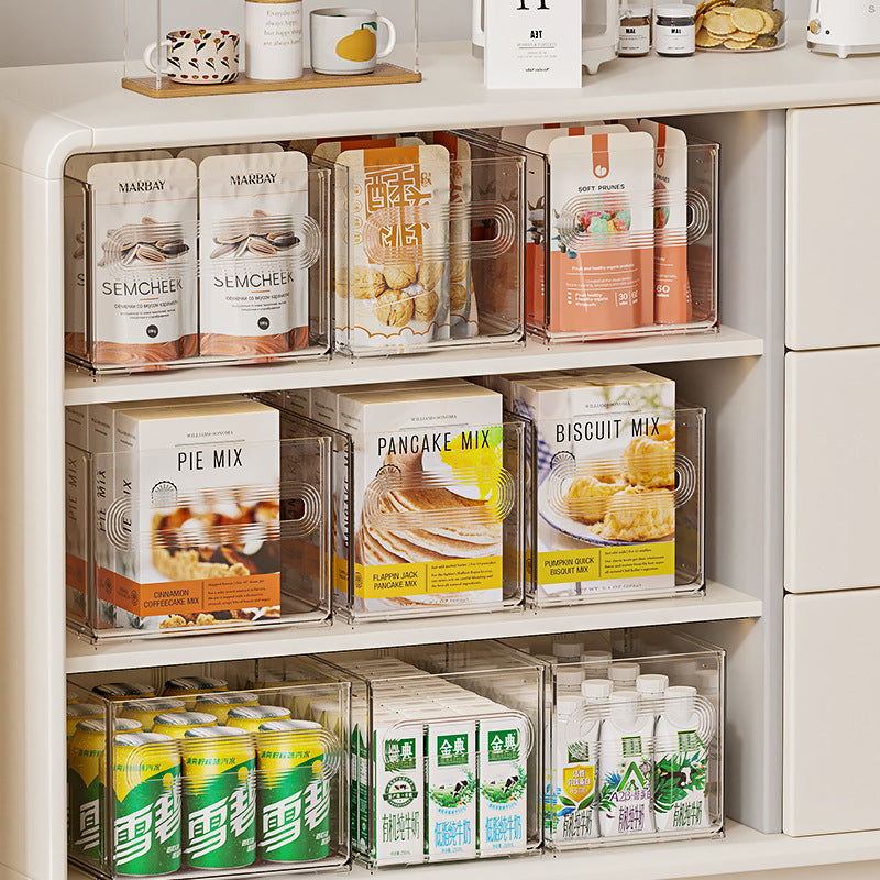 Retractable storage basket Large capacity home kitchen food plastic storage box can be stacked with desktop book finishing basket