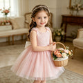 Girls' formal dress cross-border e-commerce vest dress with back bow, jacquard puffy skirt, birthday princess dress - ready stock wholesale