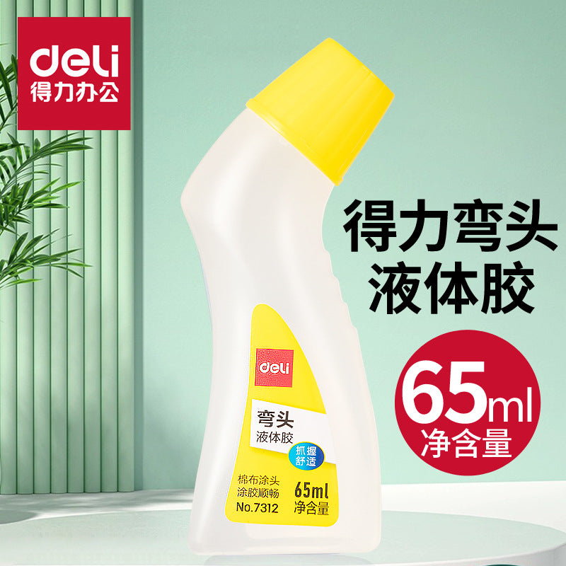 Deli stationery 7312 elbow liquid glue sponge head office supply 65ml student handmade liquid glue wholesale