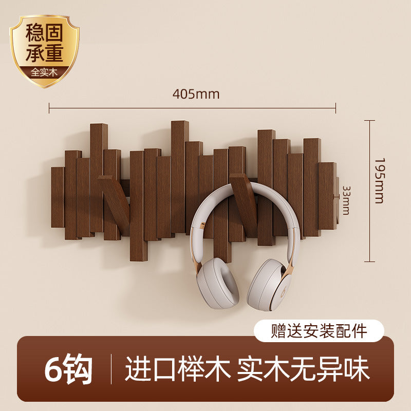 Solid wood piano key hanging hanger, entrance wall hanging, no punching, strong and durable storage, hanging bag, coat rack