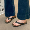 Fashionclassy square toe flip-flops women's summernew arrivaloutwear wedge heel wasteland style color matching thick sole sandals