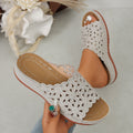 summer new arrival: plus-size women's casual comfort floral cutout slip-on flat sandals - wholesale