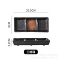 Japanese-style ceramic three-compartment dish - sauce, snack, and vegetable plate - rectangular sushi plate - restaurant-grade wholesale from manufacturer