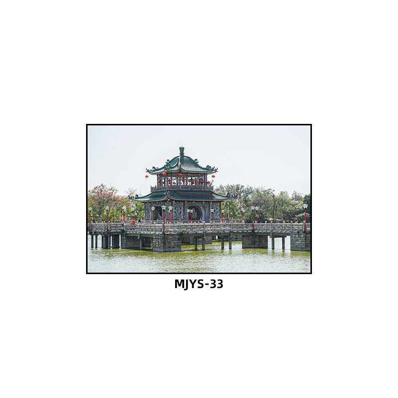 Jieyang ancient city architectural landscape hanging painting hotel box wall decoration painting hot pot restaurant restaurant characteristic cultural tourism mural