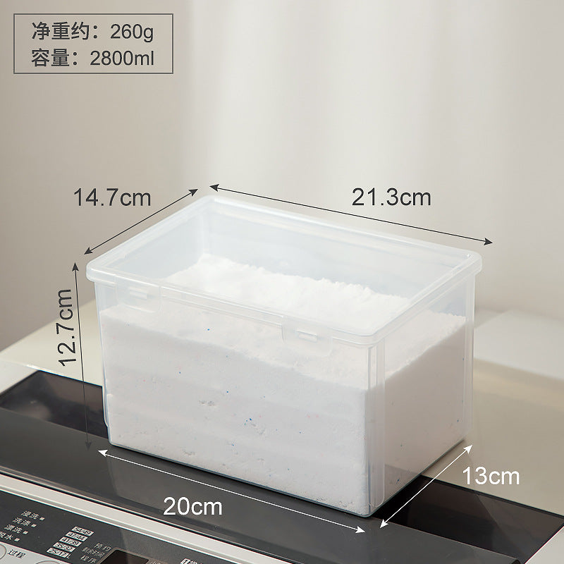 Household washing powder storage box with lid, dustproof sundries storage box, finishing box, transparent laundry bead box.