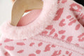 Kidssweatersuitsweet gentle super good-looking female soft and waxy printing leopard print stereo fur collar pulloversweater