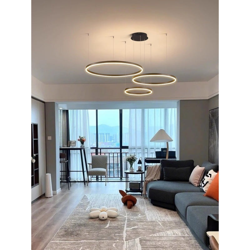 Circle of Light Living Room Chandelier French Postmodern Simple Light Luxury Dining Room Light Duplex Circle Hall Lighting 1