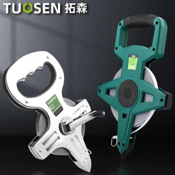 Tuosen Engineering Measurement Portable Steel Frame Measure Electroplated Iron Sheet Imitation Stainless Steel Frame Measure 50m Plug Ground Measure Steel Tape Measure