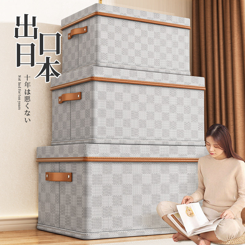 New non-woven checkerboard heaven and earth cover clothes storage box clothing household finishing artifact box toy storage basket