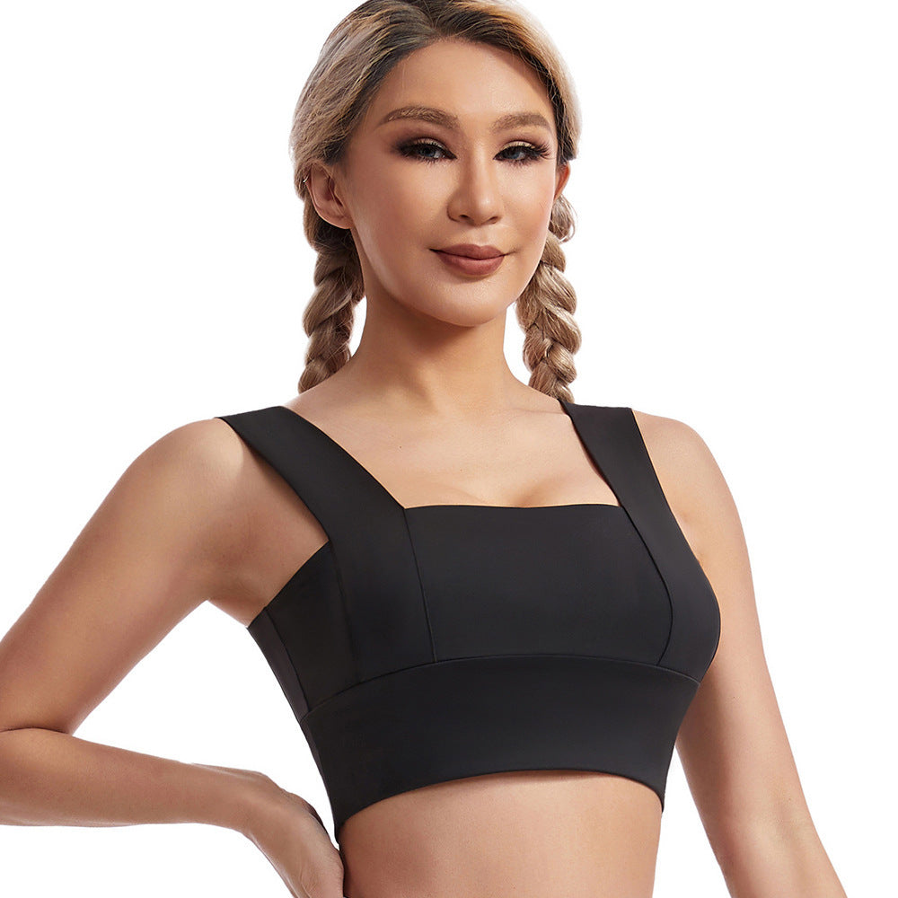 New sports underwear women's vest type shockproof gathering fitness bra nude without steel rim beautiful back yoga top