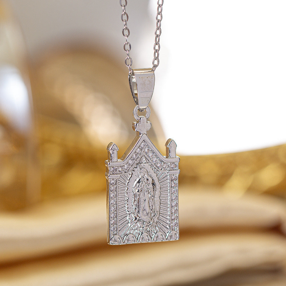 [titanium steel] cross-border popular copper micro-embedded necklace for women, stainless steel gold-plated electroplated high-end exquisite clavicle chain jewelry