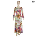 african plus size women's clothing:  &  printed round neck slimming a-line dress