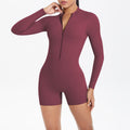 Fashioncut out beautiful back half open zipper jumpsuit peach butt lift sports fitness nude quick dry jumpsuit yoga clothes
