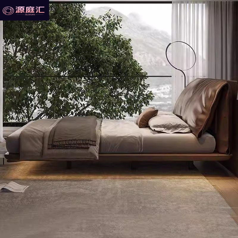 Italian accessible luxury bed master bedroom elephant ears genuine leather bed master bedroom luxury elegant accessible luxury suspended storage double bed