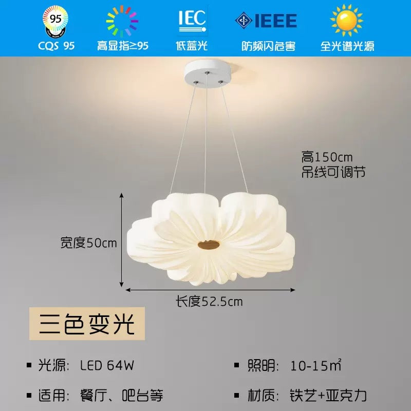 Flower living room light ceiling light cream wind petal master bedroom light warm children's room dining room lighting modern and simple