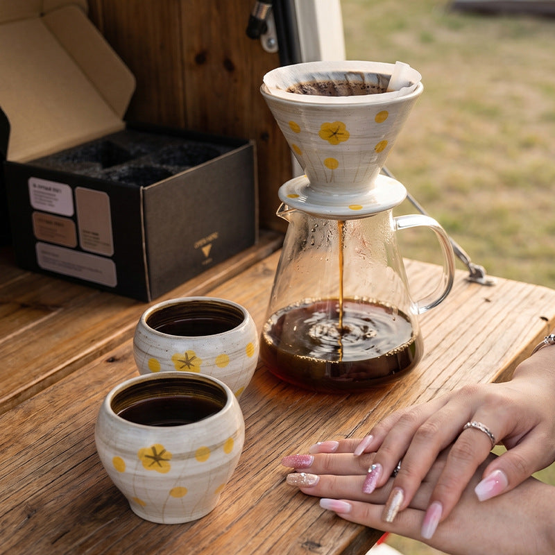 Stylish ceramic coffee utensils retro funnel filter cup for home office hand brewed coffee ceramic funnel filter cup