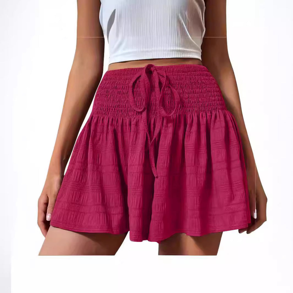 cross-border  european and american women's summer fashion solid color drawstring athletic shorts