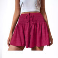 cross-border  european and american women's summer fashion solid color drawstring athletic shorts