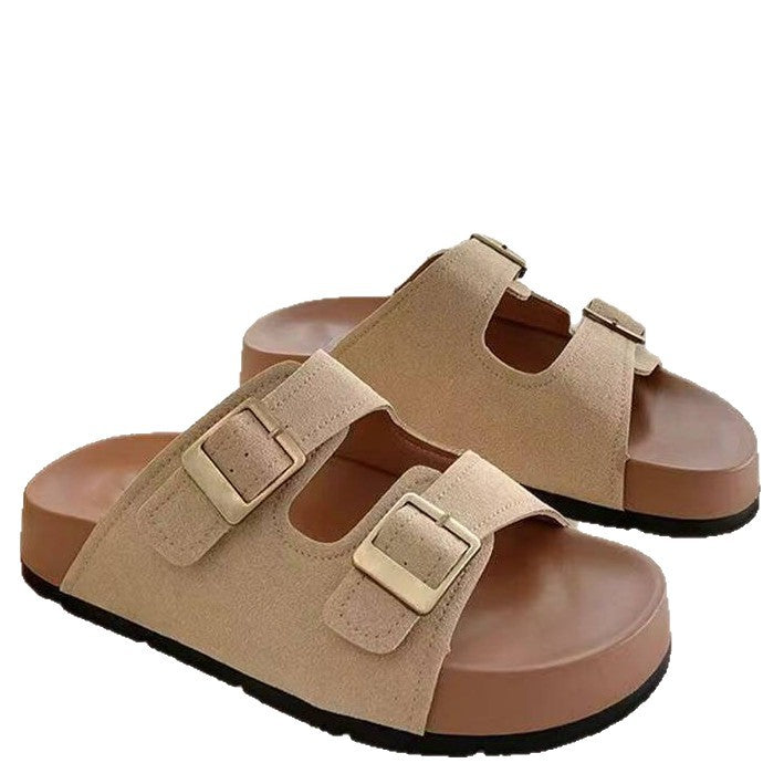 New arrivalclassy retro birkenstock slippers women's summer outwearsummerfashion sandals thick sole beach sandals
