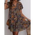 Shipped: new european and american cross-border women's printed casual v-neck dress - floral print, perfect for vacation, ideal for independent e-commerce stores