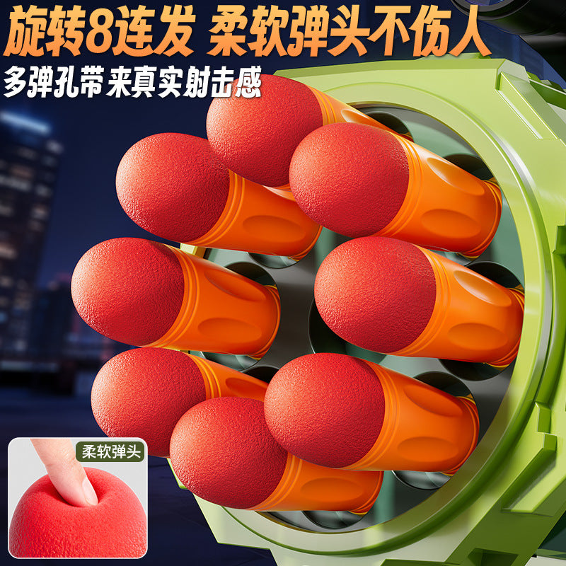 Kids' military green rocket launcher toy - 8 round magazine, military model toy mortar with barrel, birthday gift