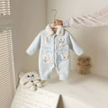 Autumn winterfleece-linedthickened super cute baby onesie for men and women baby outing khaki newborn clothes fleece-lined