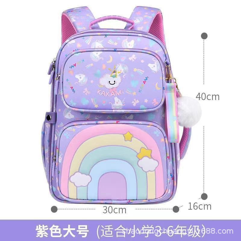 New children's backpack, grades 1-3-6, girls' princess style, lightweight rainbow elementary school bag - wholesale