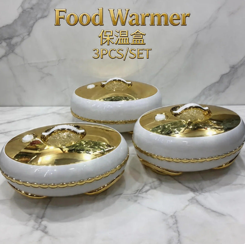 Factory price direct sales 3pcs food warmerexport high-end crown thermal insulation box 4l-5l-6l thermal insulation tableware