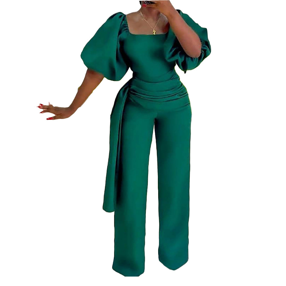 D128texport women's clothing   summer high waist elegant large size cross-border african european and american jumpsuits