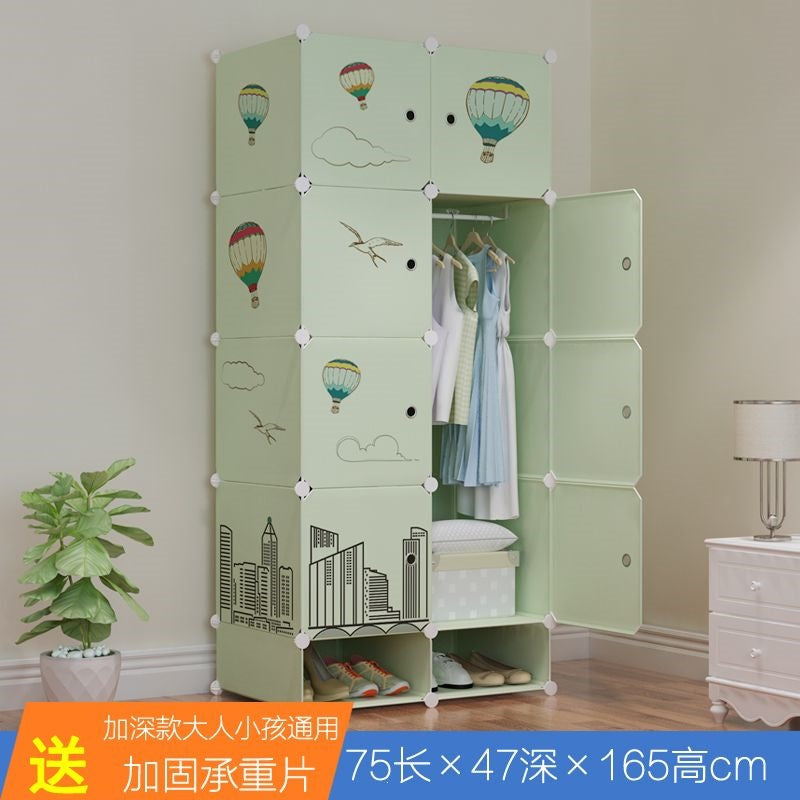 Simple wardrobe for home bedroom cabinet rental house simple folding assembly dormitory reinforced baby kids wardrobe cupboard