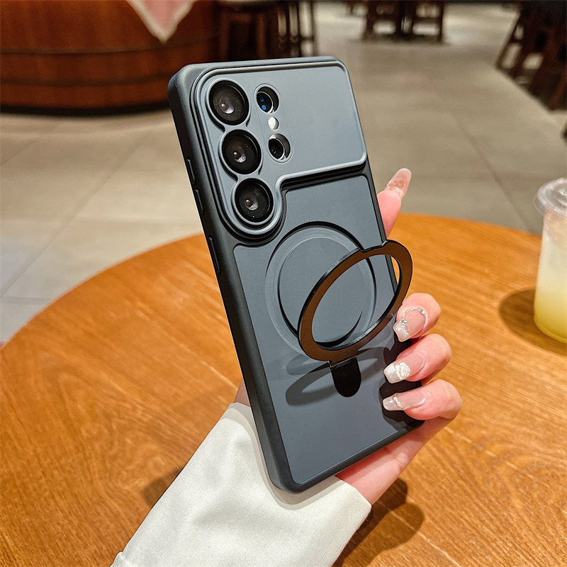 Suitable for samsung s26ultra mobile phone case, yadun contrast color skin feel magnetic bracket s26 matte high-end anti-fall